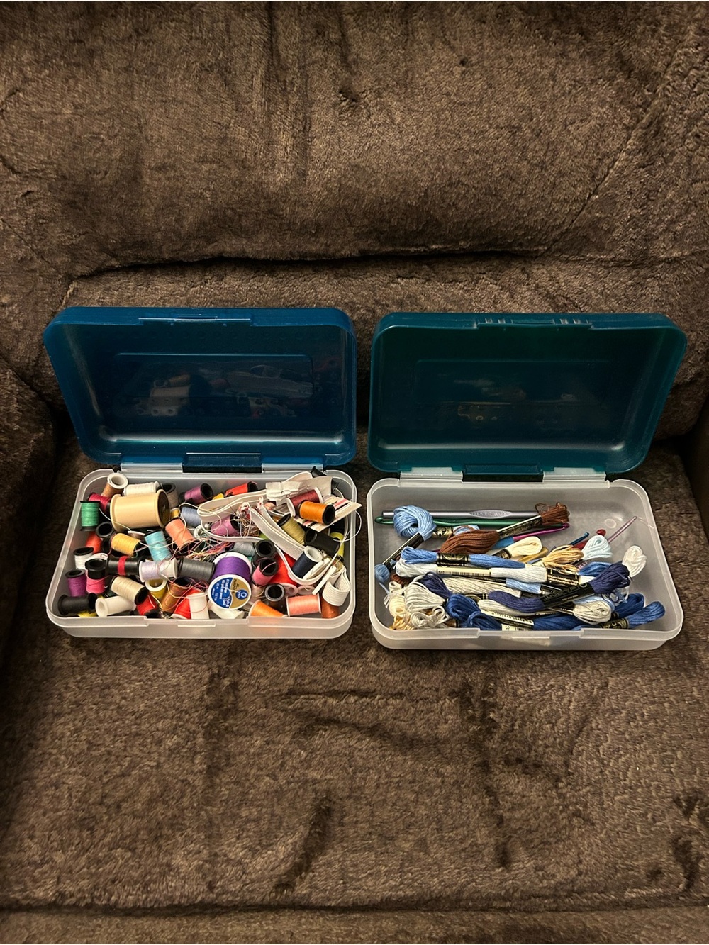 Plastic Storage Box withLid -  With Thread and Box with Knitting Supplies